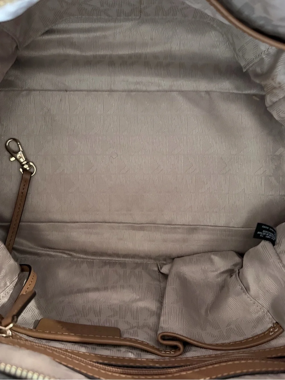 Michael Kors Brown and Tan MK Logo Dome Satchel
